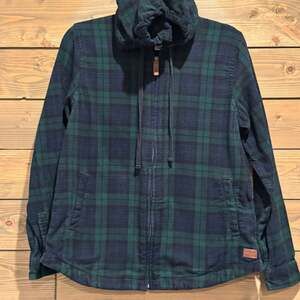 LL Bean Hoodie Women Small Blackwatch Plaid Scotch Full Zip Relaxed